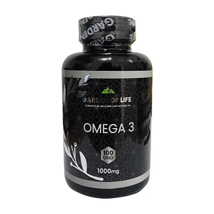 Envase negro de Omega 3: suplemento para la salud cardiovascular y cerebral