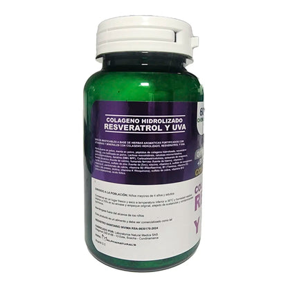 Tarro de resveratrol, suplemento alimenticio de uva